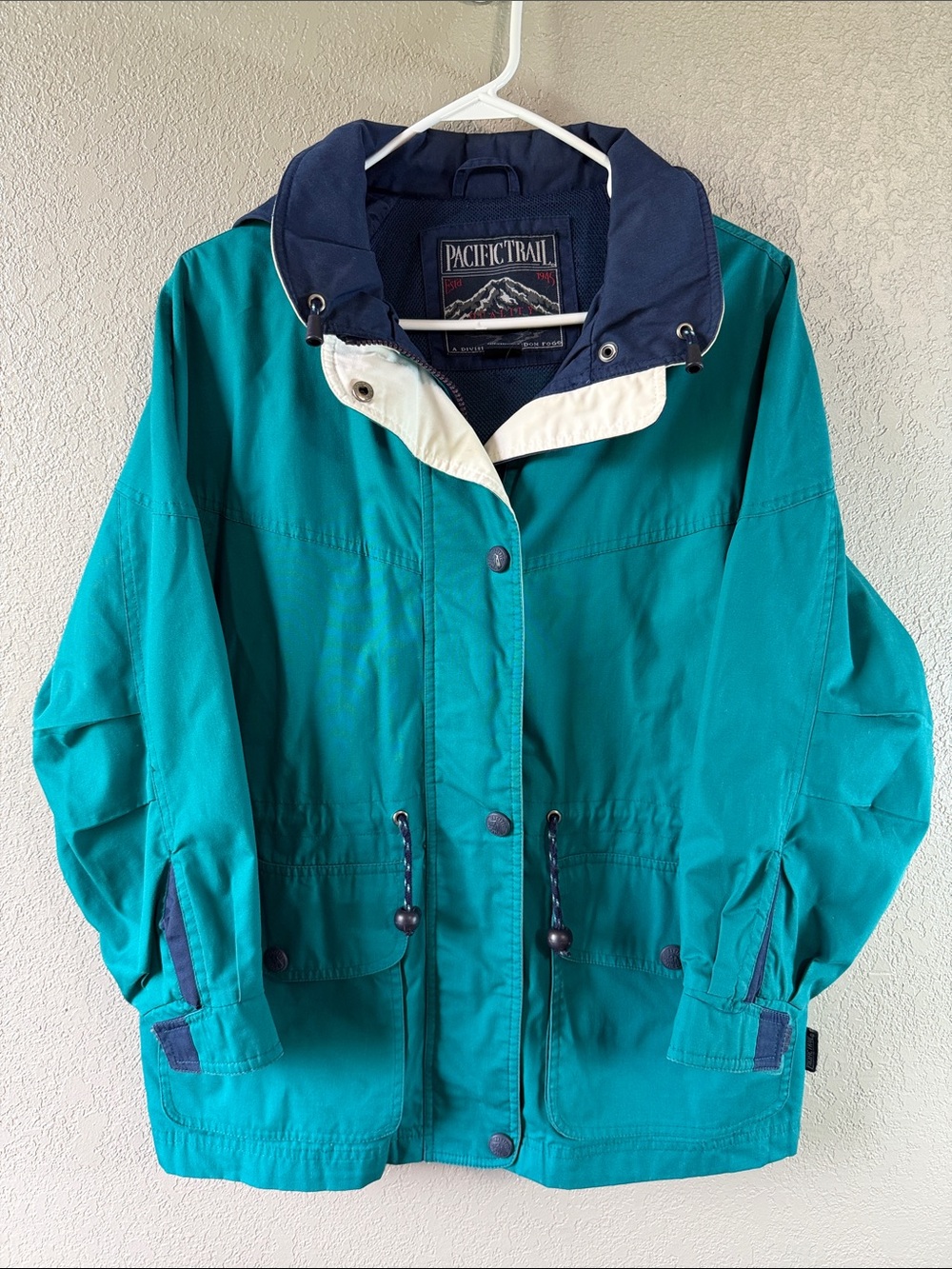 Vintage Pacific Trail Teal and Navy Hooded Utility Jacket
